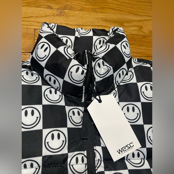WESC Checker Board Smiley Face Puffer Coat Men’s Sz M New! - Picture 5 of 8